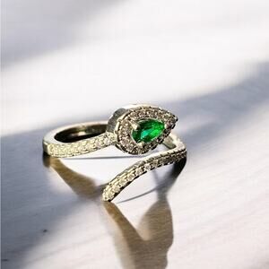 Sterling Silver Cubic Zirconia Snake Ring - NEW